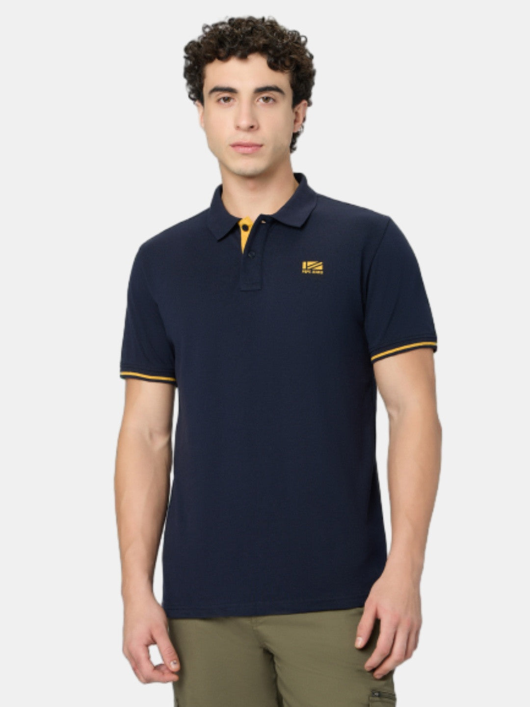 Pepe Jeans Blue Solid Short Sleeves Mens Polo T-Shirt
