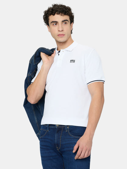 Pepe Jeans White Solid Short Sleeves Mens Polo T-Shirt