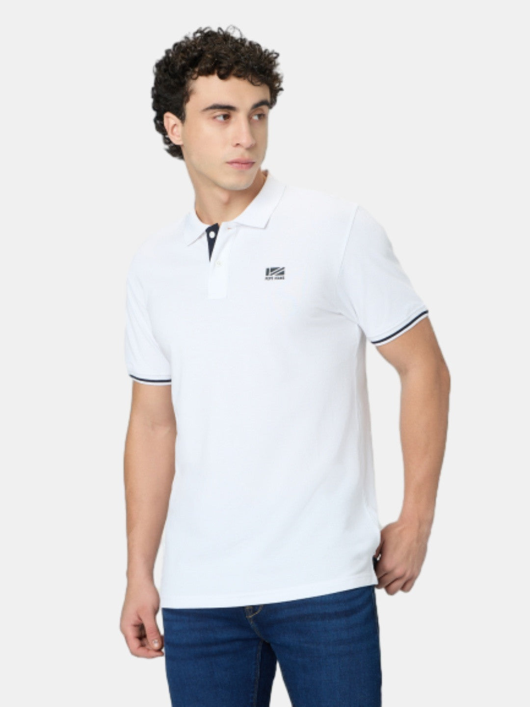 Pepe Jeans White Solid Short Sleeves Mens Polo T-Shirt
