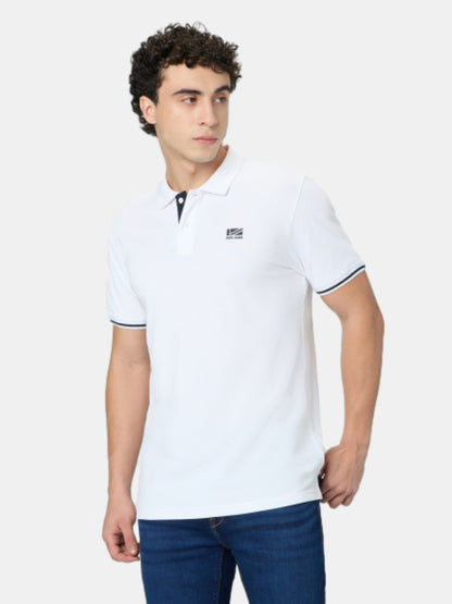 Pepe Jeans White Solid Short Sleeves Mens Polo T-Shirt