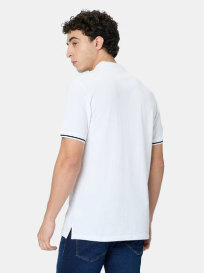 Pepe Jeans White Solid Short Sleeves Mens Polo T-Shirt