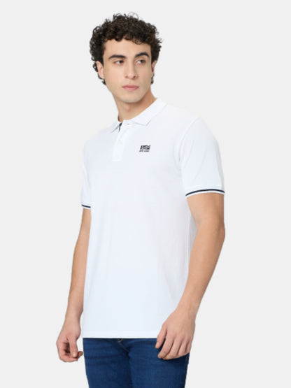 Pepe Jeans White Solid Short Sleeves Mens Polo T-Shirt