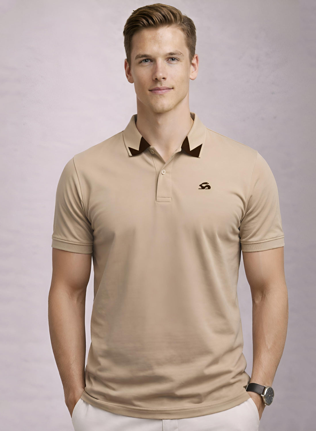 Adro Beige Polo Tshirt for Men