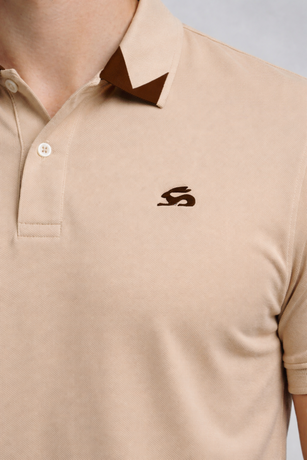 Adro Beige Polo Tshirt for Men