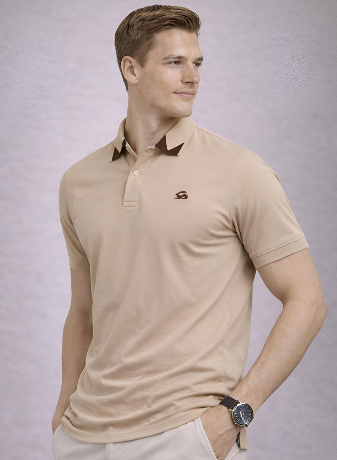 Adro Beige Polo Tshirt for Men
