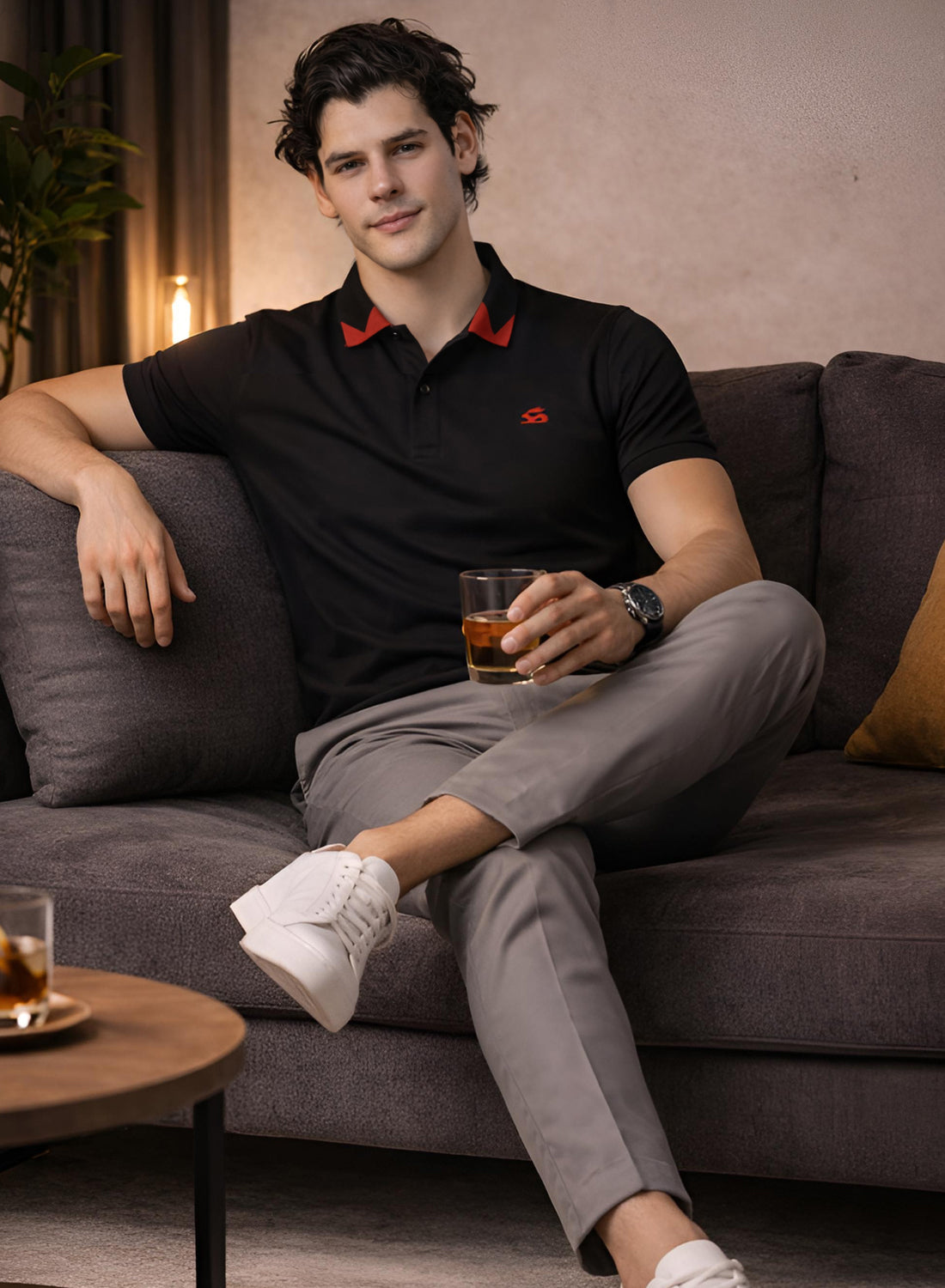 Adro Black Polo Tshirt for Men