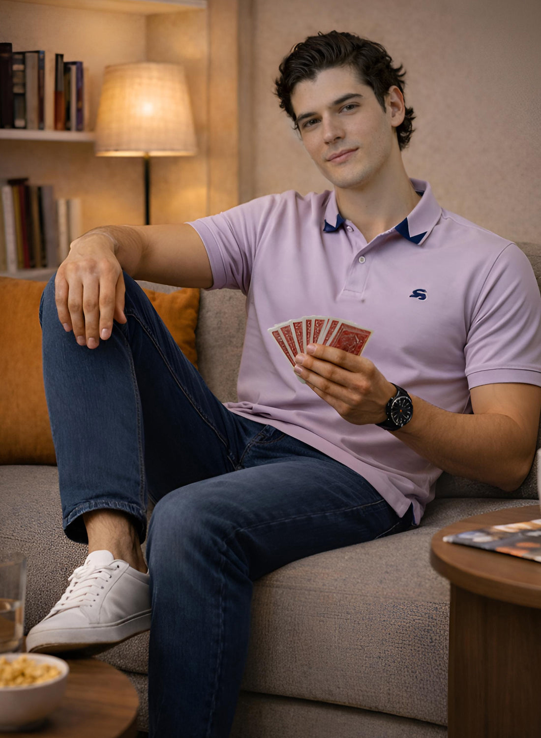 Adro Lavender Polo Tshirt for Men