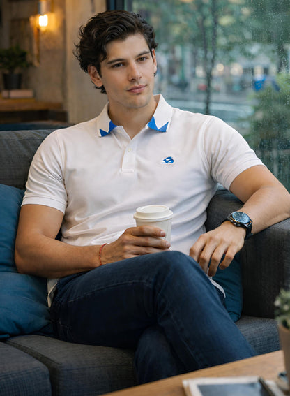 Adro White Polo Tshirt for Men