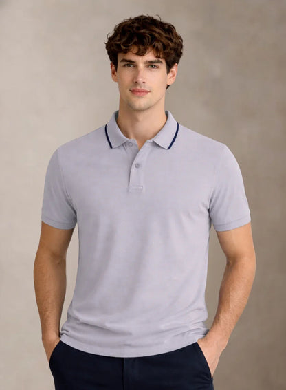 ADRO Mens Polo TShirt | Airtex Cotton Matty Fabric | Regular Fit | Breathable, Durable & Premium Casual Solid Polo T-Shirt for Men Lilac Grey