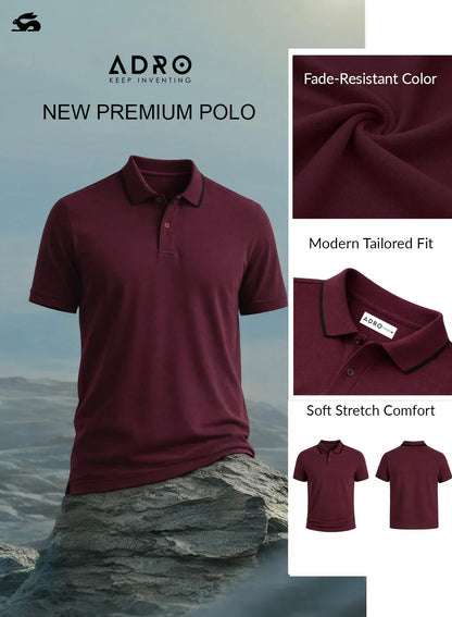 ADRO Mens Polo TShirt | Airtex Cotton Matty Fabric | Regular Fit | Breathable, Durable & Premium Casual Solid Polo T-Shirt for Men