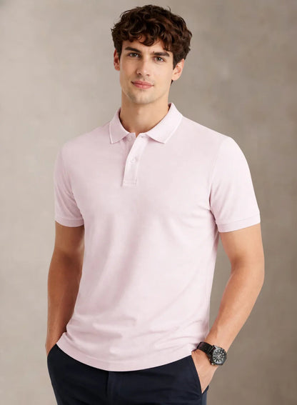 ADRO Mens Polo TShirt | Airtex Cotton Matty Fabric | Regular Fit | Breathable, Durable & Premium Casual Solid Polo T-Shirt for Men Pink Marshmellow