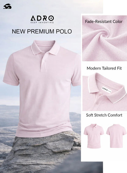 ADRO Mens Polo TShirt | Airtex Cotton Matty Fabric | Regular Fit | Breathable, Durable & Premium Casual Solid Polo T-Shirt for Men