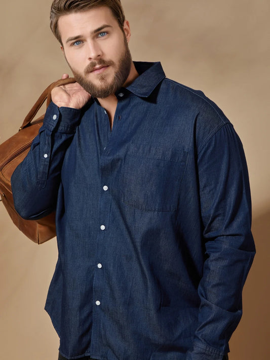 Men Navy Blue Casual Shirt