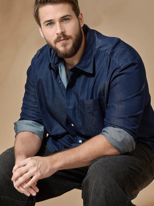 Men Navy Blue Casual Shirt