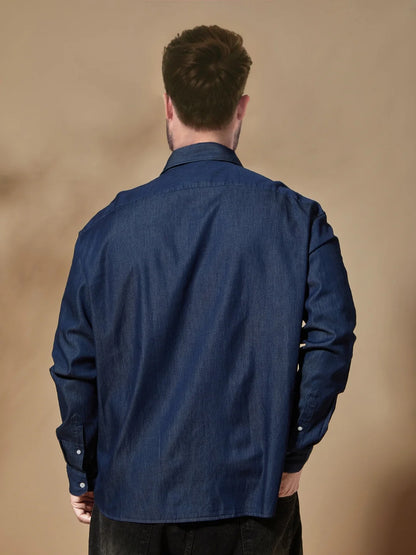 Men Navy Blue Casual Shirt