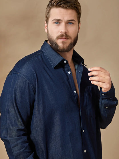 Men Navy Blue Casual Shirt