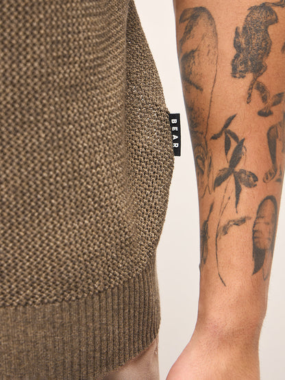 Brown Texture Design Regular Fit Polo