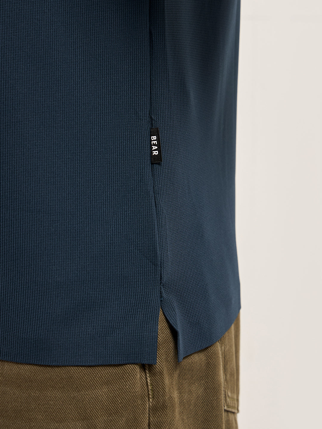 Navy Soft Texture with Seamless Edges Slim Fit Performance Polo