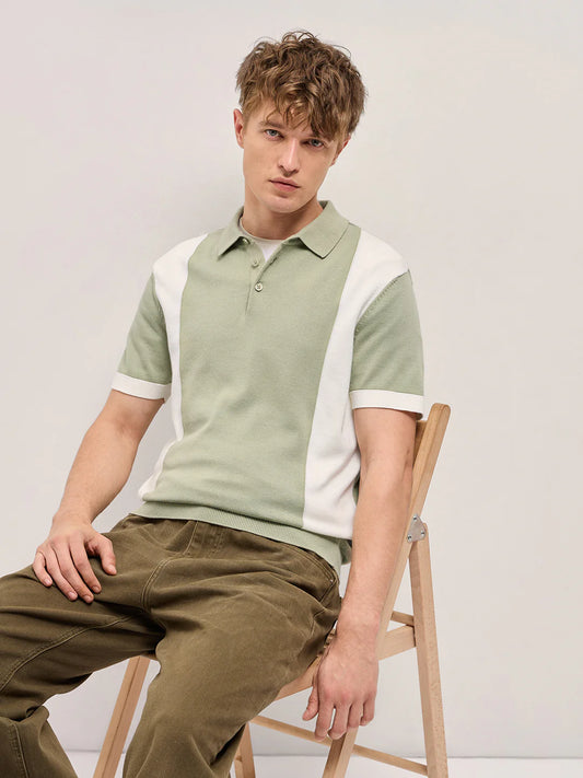 Men's Cotton Colorblock Slim Fit Polo