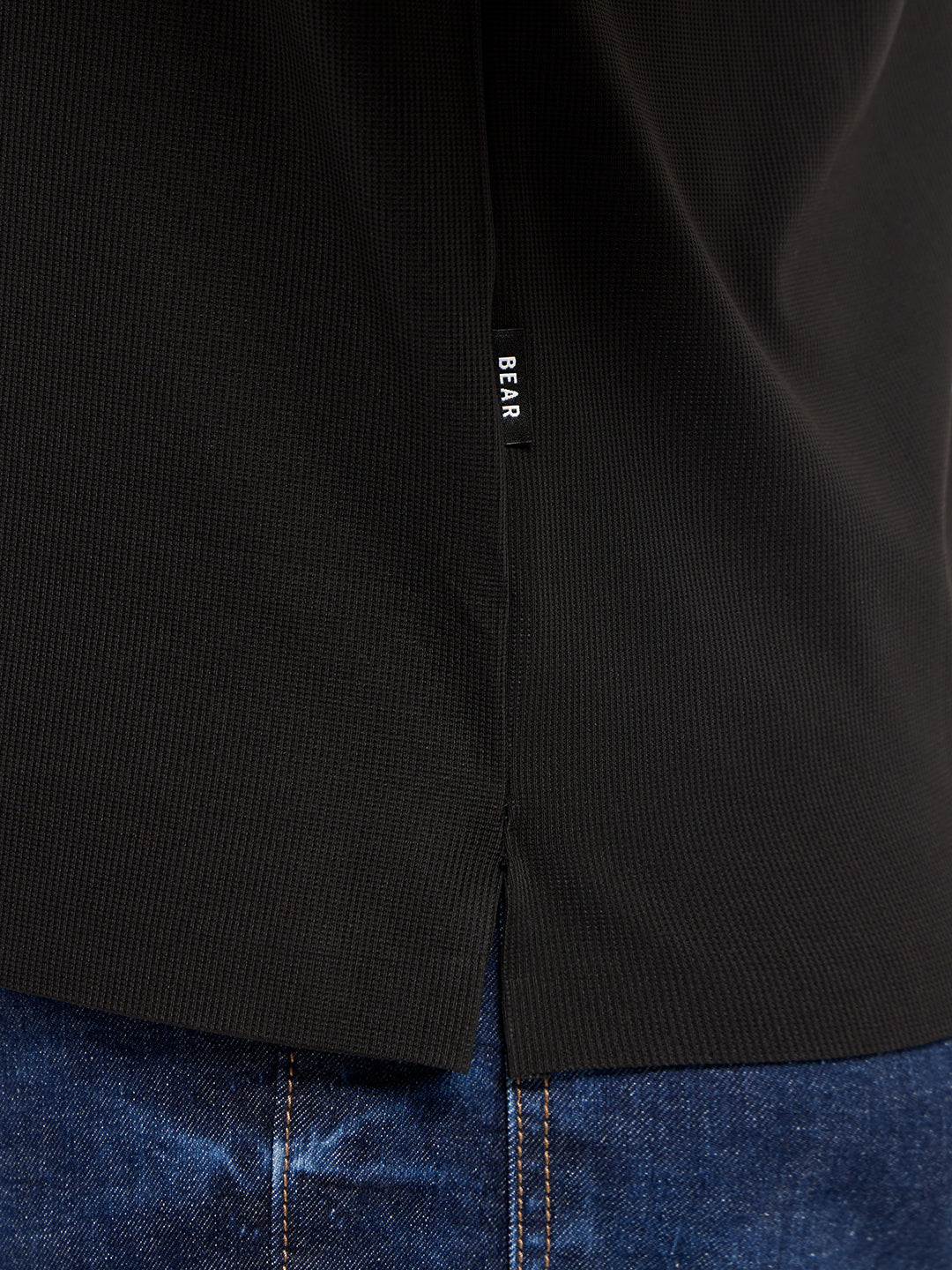 Black Soft Texture with Seamless Edges Slim Fit Performance Polo
