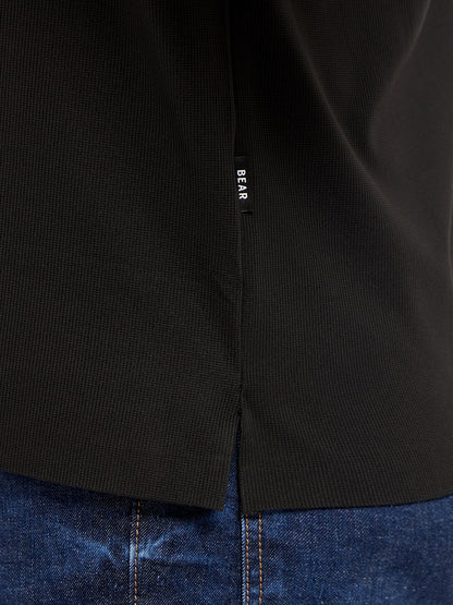 Black Soft Texture with Seamless Edges Slim Fit Performance Polo