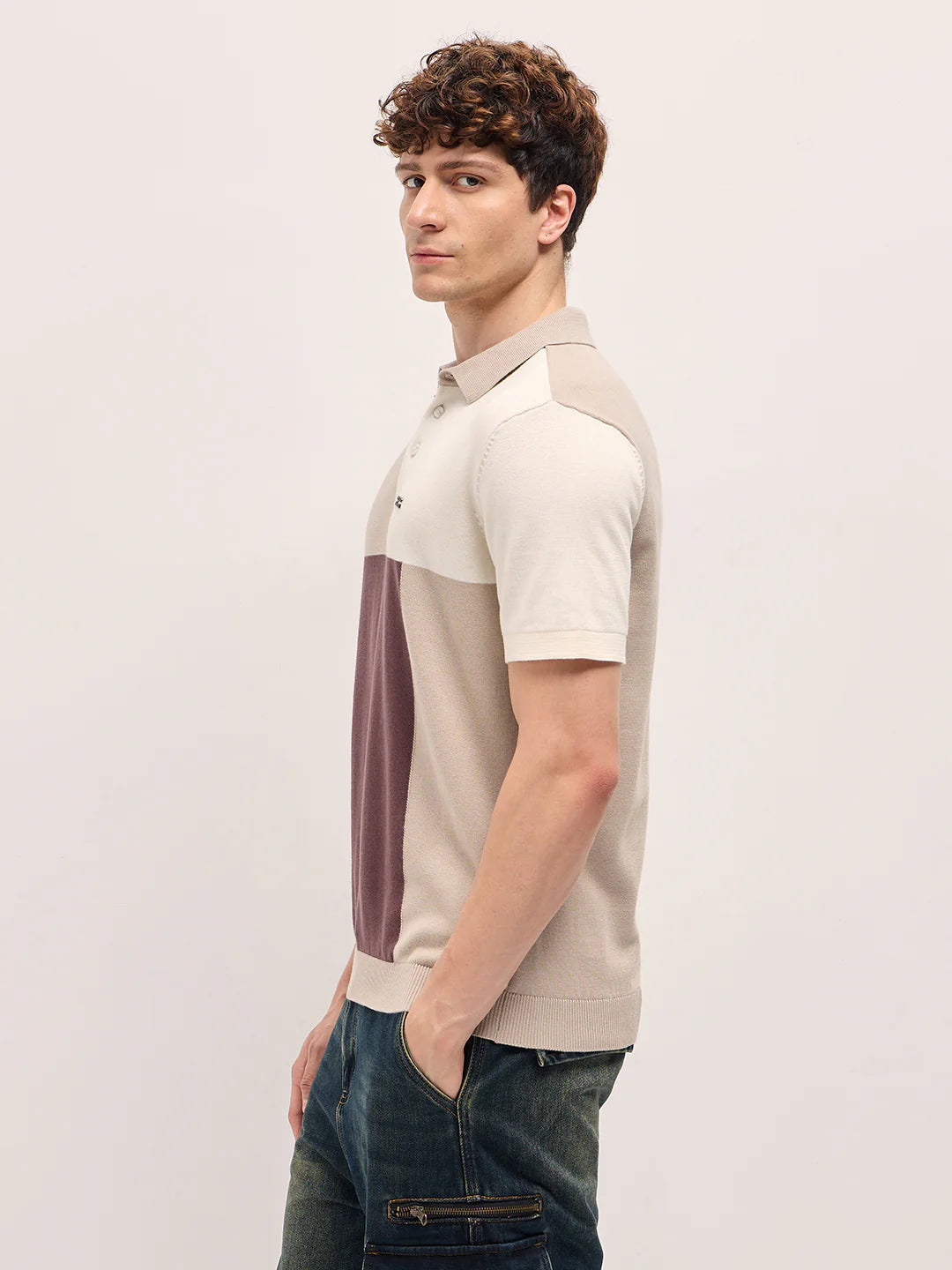 Men's Cotton Color Block Slim Fit Polo