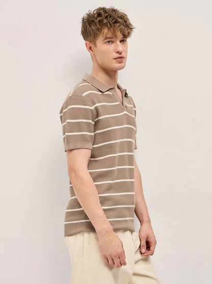 Men's Cotton Striped Slim Fit Polo