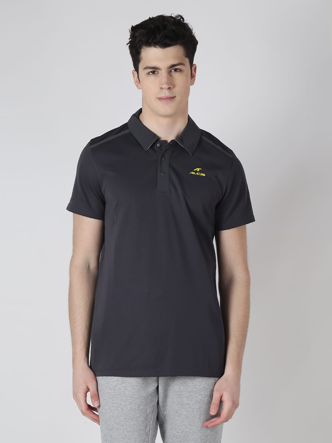 Alcis Mens Grey Solid Polo T-Shirt POLO1001GREY