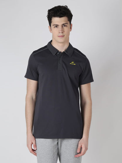 Alcis Mens Grey Solid Polo T-Shirt POLO1001GREY