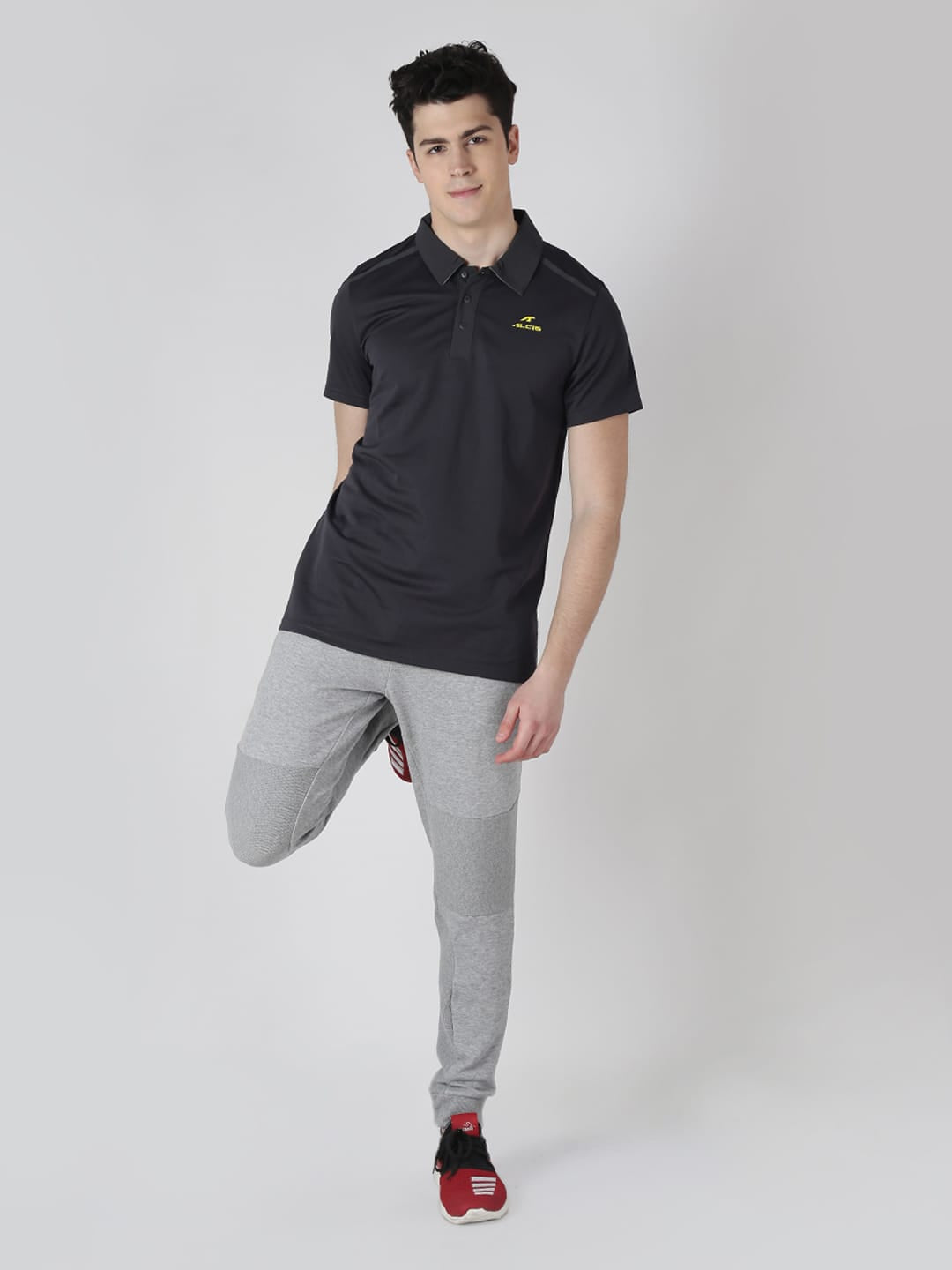 Alcis Mens Grey Solid Polo T-Shirt POLO1001GREY