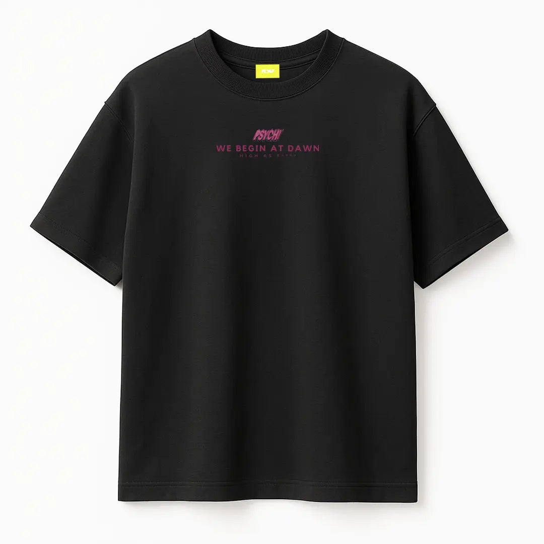 Night Club Round Neck Printed Black T-Shirt FLYAF