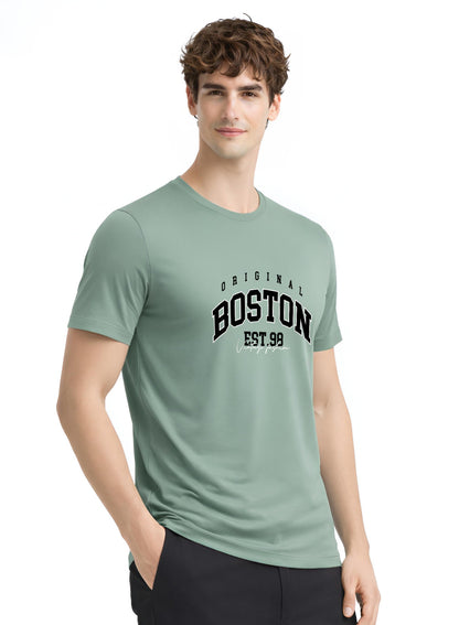 Adro Mens Boston City Printed Tshirt | Athletic Stylish Summer College Cotton T-shirt | Sporty Comfortable T shirts | Regular Fit