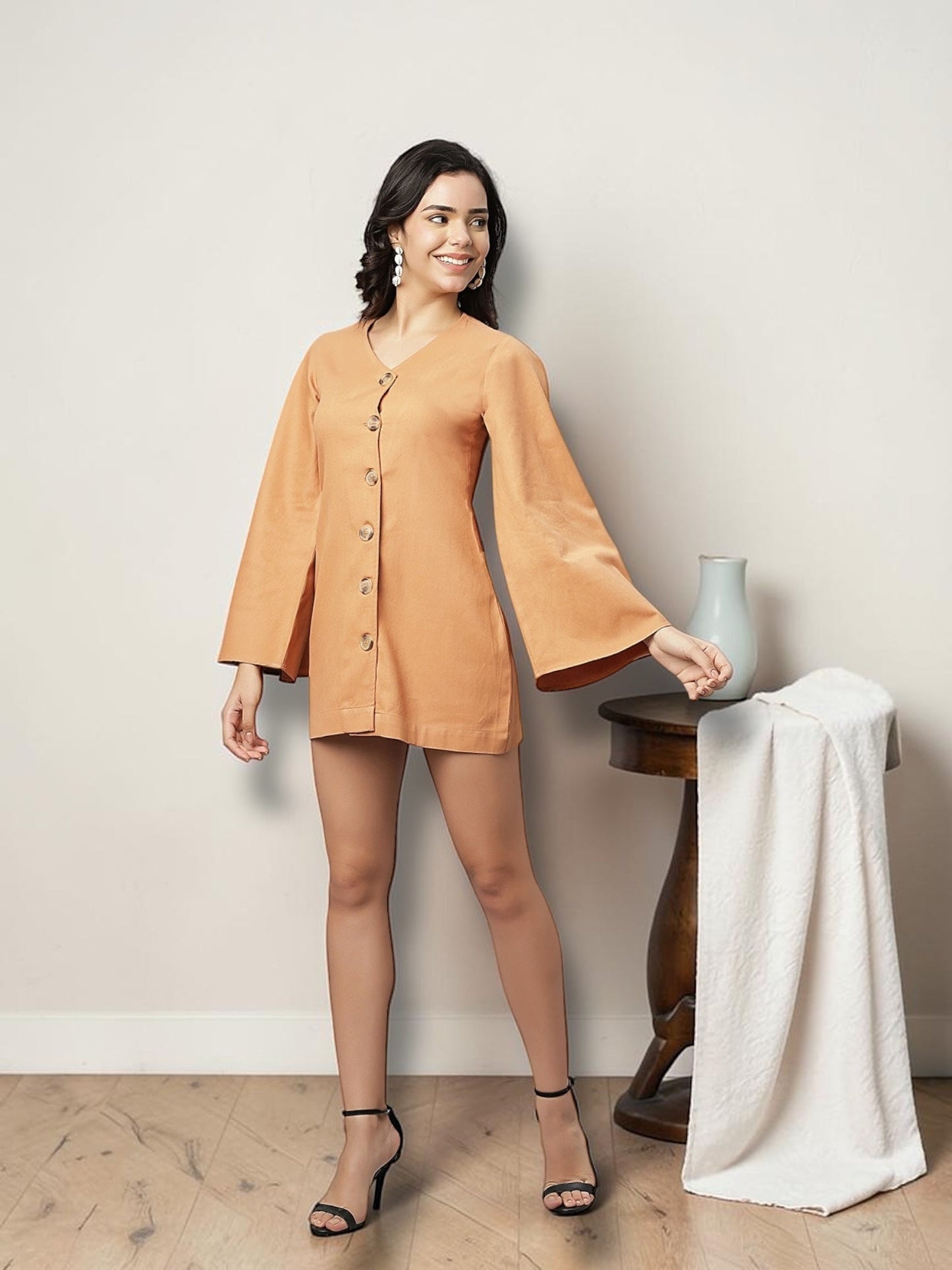 Caramel Cotton Chic Dress