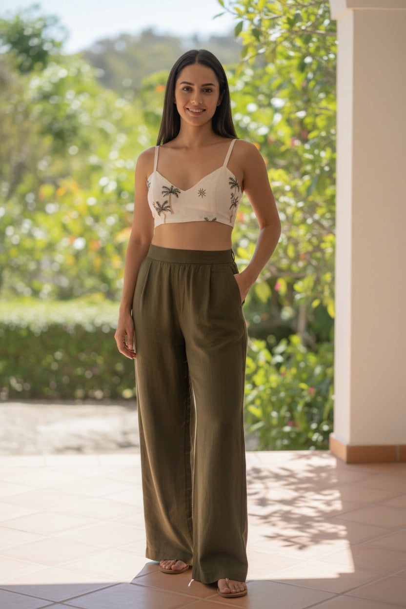 Olive Linen Pants