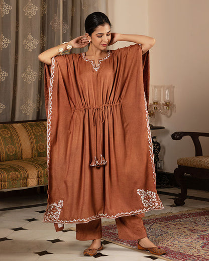 Brown Itrh Kaftan Set