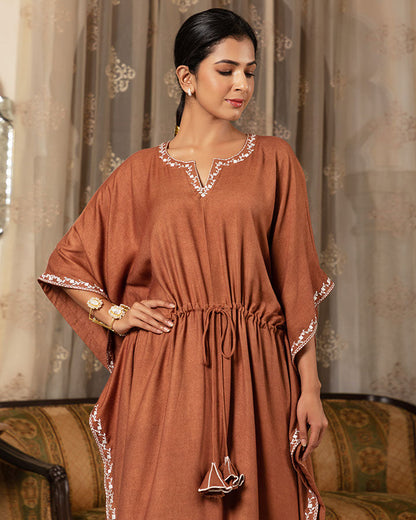 Brown Itrh Kaftan Set