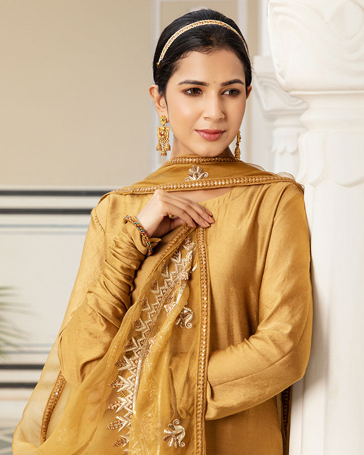 Maharani Golden Chanderi Suit