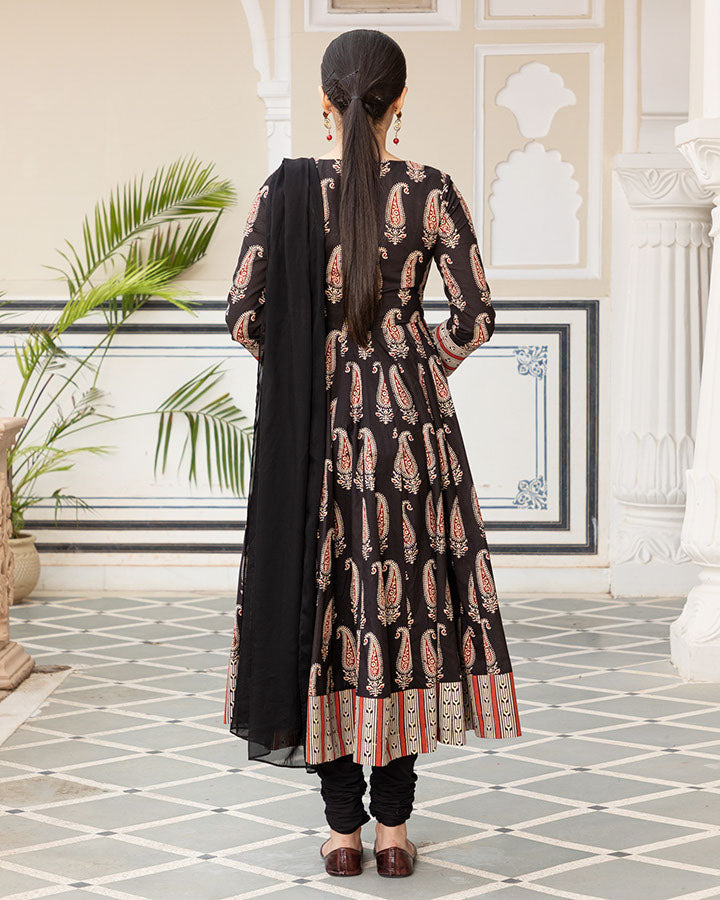 Black Paisley Anarkali Suit