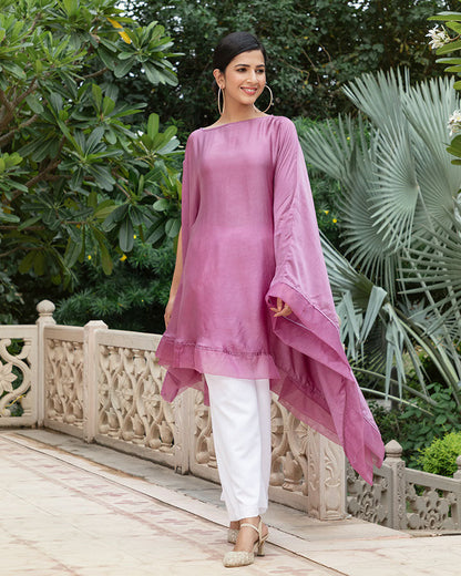 Purple One Sleeve Slit Co-Ord Set