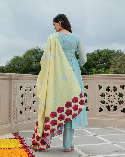 Powder Blue Gather Suit