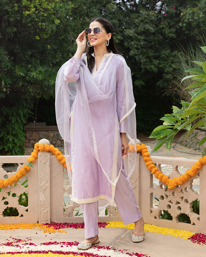 Lilac Border Suit Set