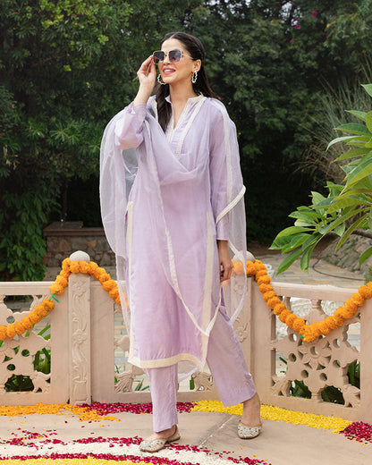 Lilac Border Suit Set