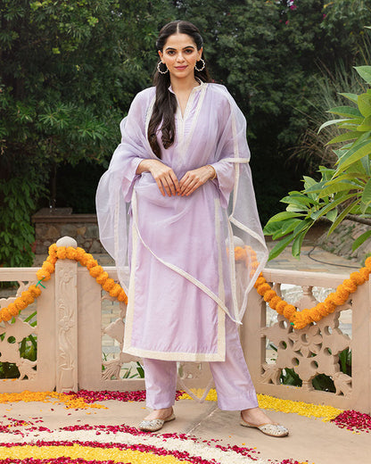 Lilac Border Suit Set