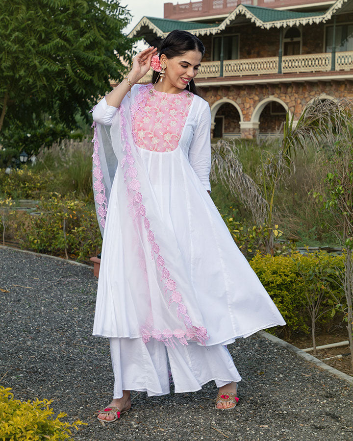 White Begum Anarkali Suit