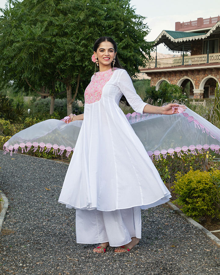 White Begum Anarkali Suit