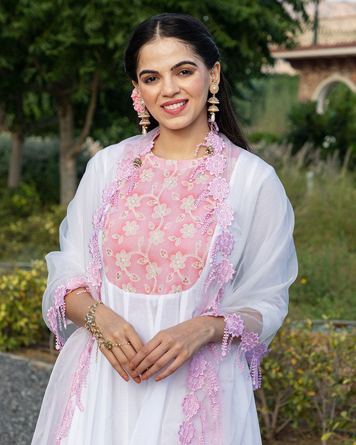 White Begum Anarkali Suit