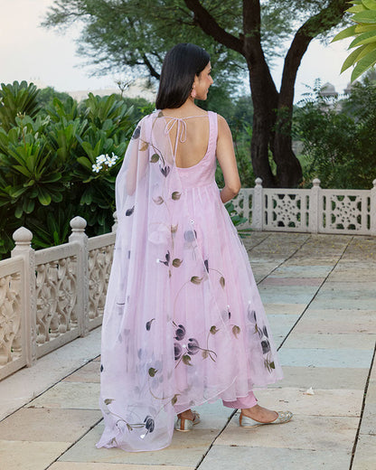 Pink Angel Front Slit Anarkali