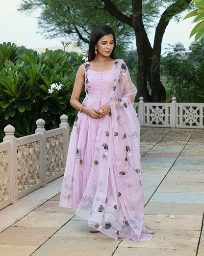 Pink Angel Front Slit Anarkali