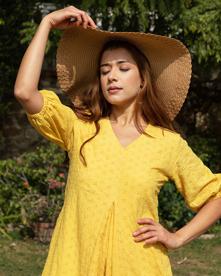Yellow Eyelet Maxi Dress