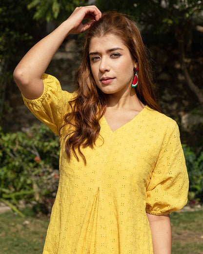 Yellow Eyelet Maxi Dress